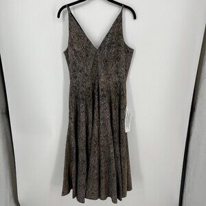 Dress the Population Brown Paisley Midi Dress